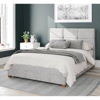 Aspire Caine Upholstered Ottoman Storage Bed, Pure Pastel Cotton Fabric in Grey | Size: Super King
