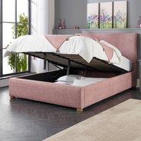 Aspire Boucl Upholstered Garland Ottoman Bed Frame in Rose | Size: Super King