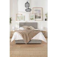 Aspire Grant Divan, Linen Fabric, Strutted Headboard, No Drawers in Silver | Size: Small Double