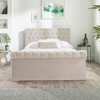 Aspire Chesterfield Ottoman Bed Oatmeal in Beige | Size: Super King