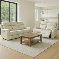 Aspire Kingsmere 3 + 2 Power Recliner Sofa Set in Real Leather in Light Grey