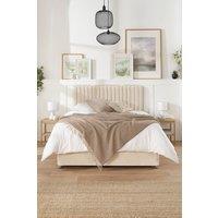 Aspire Grant Divan and Hybrid Memory Pocket Mattress, Linen Fabric, Strutted Headboard, No Drawers in Cream | Size: Small Single