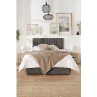 Aspire Grant Divan and Hybrid Memory Pocket Mattress, Linen Fabric, Strutted Headboard, No Drawers in Brown | Size: King