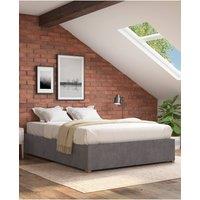 Aspire Upholstered Platform Ottoman Bed Frame in Plush Velvet Fabric in Grey | Size: Super King