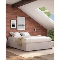 Aspire Upholstered Platform Ottoman Bed Frame in Kimiyo Linen Fabric in Natural | Size: Small Double