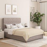 Aspire Taylor Ottoman Storage Bed Frame in Saxon Twill Fabric in Grey | Size: Super King