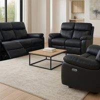 Aspire Kingsmere 3 + 2 + 1 Power Recliner Sofa Suite in Real Leather in Black