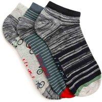 Weird Fish Men Rolph Trainer Socks 3 Pack in Mid Grey | Size: 7-11