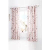 Catherine Lansfield 'Canterbury Floral' Lined Eyelet Curtains in Pink | Size: 168cm width x 183cm drop