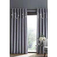 Catherine Lansfield 'Crushed Velvet Glamour Sequin' Lined Eyelet Curtains in Grey | Size: 168cm width x 137cm drop