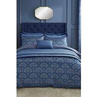 Catherine Lansfield 'Art Deco Pearl' Duvet Set in Navy | Size: Double