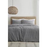 Catherine Lansfield 'Seersucker' Duvet Set in Grey | Size: Double