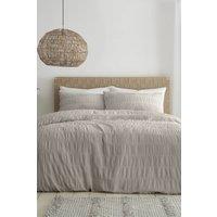 Catherine Lansfield 'Seersucker' Duvet Set in Natural | Size: Double
