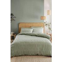 Catherine Lansfield 'Seersucker' Duvet Set in Green | Size: Double