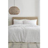 Catherine Lansfield 'Seersucker' Duvet Set in White | Size: Double