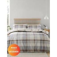 Catherine Lansfield 'Brushed Cotton Check' Duvet Cover Set in Natural | Size: Double