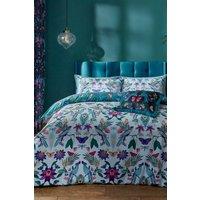 Catherine Lansfield 'Mya Tropical Floral' Reversible Duvet Cover Set in Duck Egg Blue | Size: Single