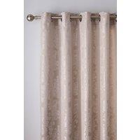 Catherine Lansfield 'Damask Jacquard' Lined Eyelet Curtains in Gold | Size: 168cm width x 183cm drop