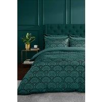 Catherine Lansfield 'Art Deco Pearl' Duvet Set in Teal | Size: Double