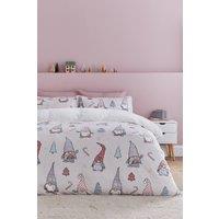 Catherine Lansfield 'Christmas Festive Gnomes' Cosy Fleece Single Duvet Cover Set in Pink | Size: King