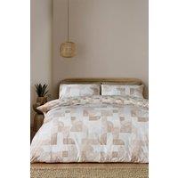 Catherine Lansfield 'Sloane Geo' Reversible Duvet Cover Set in Natural | Size: Single