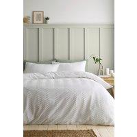Catherine Lansfield 'Heatset Wave' Duvet Cover Set in White | Size: Double