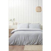 Catherine Lansfield 'Brushed Cotton Stripe' Duvet Cover Set in Silver | Size: Single