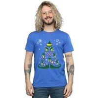 Elf Men Christmas Tree T-Shirt in Blue | Size: 2X-large