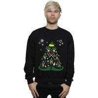 Elf Men Christmas Tree Sweatshirt in Black | Size: 3X-Large
