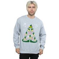 Elf Men Christmas Tree Sweatshirt in Grey | Size: 2X-large