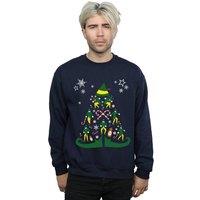 Elf Men Christmas Tree Sweatshirt in Navy | Size: 2X-large