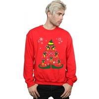 Elf Men Christmas Tree Sweatshirt in Red | Size: 2X-large