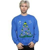 Elf Men Christmas Tree Sweatshirt in Blue | Size: Small