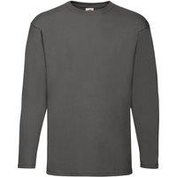 Fruit of the Loom Men Valueweight Crew Neck Long Sleeve T-Shirt in Mid Grey | Size: Small