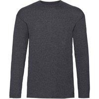 Fruit of the Loom Men Valueweight Crew Neck Long Sleeve T-Shirt in Grey | Size: Medium