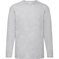 Fruit of the Loom Men Valueweight Crew Neck Long Sleeve T-Shirt in Grey | Size: 5X-Large