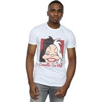 Disney Men Cruella De Vil Cropped Head T-Shirt in White | Size: Small