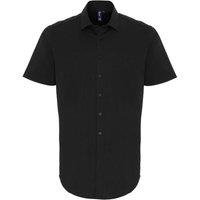 Premier Men Stretch Fit Poplin Short Sleeve Shirt in Black | Size: 3X-Large