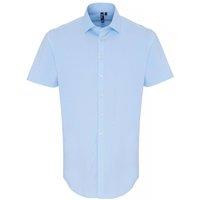 Premier Men Stretch Fit Poplin Short Sleeve Shirt in Pale Blue | Size: 3X-Large