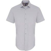 Premier Men Stretch Fit Poplin Short Sleeve Shirt in Silver | Size: 3X-Large