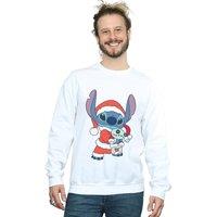 Disney Men Lilo And Stitch Stitch Christmas Sweatshirt in White | Size: 2X-large
