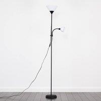 ValueLights Mozz Mother & Child Uplighter Floor Lamp with Side Lamp and LED Bulbs in Jet Black