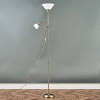 ValueLights Mozz Mother & Child Uplighter Floor Lamp with Side Lamp and LED Bulbs in Metallic Gold