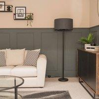 ValueLights Charlie Black Floor Lamp with Large Charcoal Shade