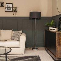ValueLights Charlie Chrome Floor Lamp With Large Charcoal Shade in Silver