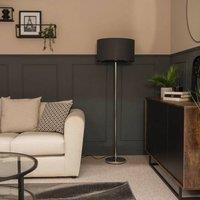 ValueLights Charlie Chrome Floor Lamp with Large Blue Shade in Silver