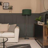 ValueLights Charlie Chrome Floor Lamp with Large Green Shade in Silver