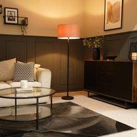 ValueLights Charlie Black Stem Floor Lamp Light with Velvet Lamp Shade in Dusty Pink | Size: 18 inches