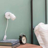 ValueLights Benton Single Adjustable Plug In Spotlight Wall Light with LED Bulb in White