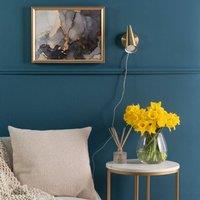 ValueLights Pair of - Plug in Brushed Antique Brass Cone Easy Fit Wall Lights with Adjustable Head in Gold